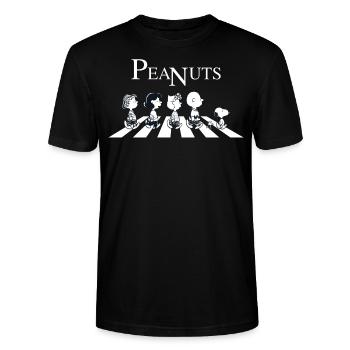 Peanuts The Peanuts Abbey Road - Stanley/Stella CRAFTER Unisex Organic T-Shirt - black - Front - Alina (178cm) & Michal (187cm)