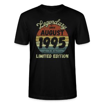 Legendary since August 1995 - Geburtstag - Stanley/Stella Unisex Bio-T-Shirt CRAFTER - Schwarz - Vorne - Alina (178cm) & Michal (187cm)