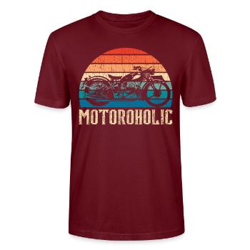 Motoroholic Motorrad Motorrad Automobil - Stanley/Stella Unisex Bio-T-Shirt CRAFTER - Burgunderrot - Vorne - Alina (178cm) & Michal (187cm)