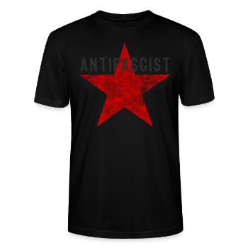 antifascist antifaschist - Stanley/Stella Unisex Bio-T-Shirt CRAFTER - Schwarz - Vorne - Alina (178cm) & Michal (187cm)