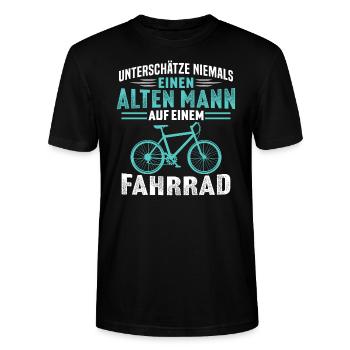 Alten mann auf einem fahrrad - Stanley/Stella Unisex Bio-T-Shirt CRAFTER - Schwarz - Vorne - Alina (178cm) & Michal (187cm)