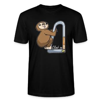 Faultier Bouldern Klettern Boulderer - Stanley/Stella Unisex Bio-T-Shirt CRAFTER - Schwarz - Vorne - Alina (178cm) & Michal (187cm)