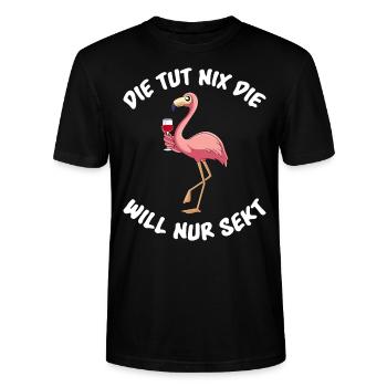 Die will nur Sekt trinken Sekttrinkerin - Stanley/Stella Unisex Bio-T-Shirt CRAFTER - Schwarz - Vorne - Alina (178cm) & Michal (187cm)