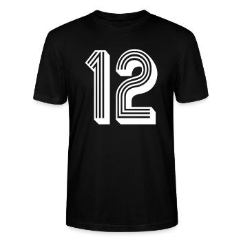 12 Jahre Nummer Trikot 12 T-shirt 12 - Stanley/Stella Unisex Bio-T-Shirt CRAFTER - Schwarz - Vorne - Alina (178cm) & Michal (187cm)