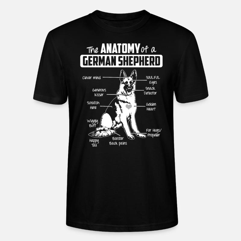 Anatomie deutscher Schäferhund - Stanley/Stella Unisex Bio-T-Shirt CRAFTER - Schwarz