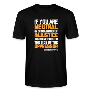 Human rights - Stanley/Stella CRAFTER Unisex Organic T-Shirt - black - Front - Alina (178cm) & Michal (187cm)