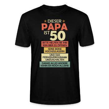 Herren Geburtstag 50 Jahre Papa 50. Geburtstag - Stanley/Stella Unisex Bio-T-Shirt CRAFTER - Schwarz - Vorne - Alina (178cm) & Michal (187cm)