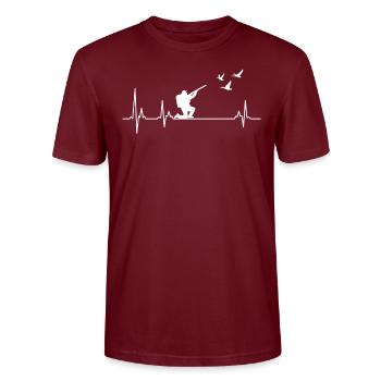 Hunter Heartbeat Duck Hunt - Stanley/Stella CRAFTER Unisex Organic T-Shirt - burgundy - Front - Alina (178cm) & Michal (187cm)
