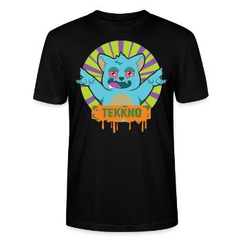 TEKKNO HARDTEKK HARD TEKK TEKKE Katze - Stanley/Stella Unisex Bio-T-Shirt CRAFTER - Schwarz - Vorne - Alina (178cm) & Michal (187cm)