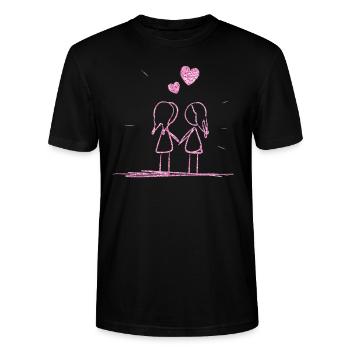 lesbisches liebespaar lesbisch pink glitzer - Stanley/Stella Unisex Bio-T-Shirt CRAFTER - Schwarz - Vorne - Alina (178cm) & Michal (187cm)