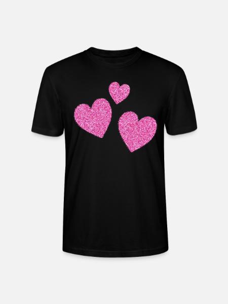 3 pinke glitzernde herzen herz - Stanley/Stella Unisex Bio-T-Shirt CRAFTER - Schwarz