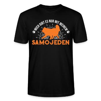 Je n’existe qu’avec mon Samoyède Samoyède - T-shirt bio CRAFTER Stanley Stella Unisexe - noir - Devant - Alina (178cm) & Michal (187cm)