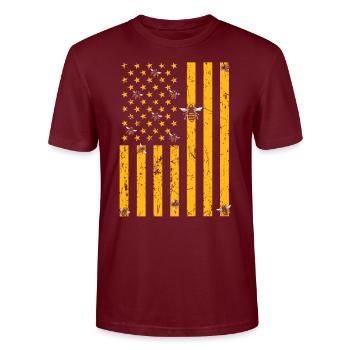 DRAPEAU DES ÉTATS-UNIS Abeille Insecte Apiculteur Abeille Abeille - T-shirt bio CRAFTER Stanley Stella Unisexe - bordeaux - Devant - Alina (178cm) & Michal (187cm)