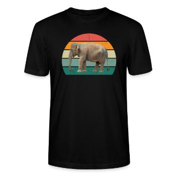 Eléphant Pachyderme Proboscis Afrique Trompettes Éléphant - T-shirt bio CRAFTER Stanley Stella Unisexe - noir - Devant - Alina (178cm) & Michal (187cm)