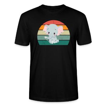 Eléphant Pachyderme Proboscis Afrique Trompettes Éléphant - T-shirt bio CRAFTER Stanley Stella Unisexe - noir - Devant - Alina (178cm) & Michal (187cm)