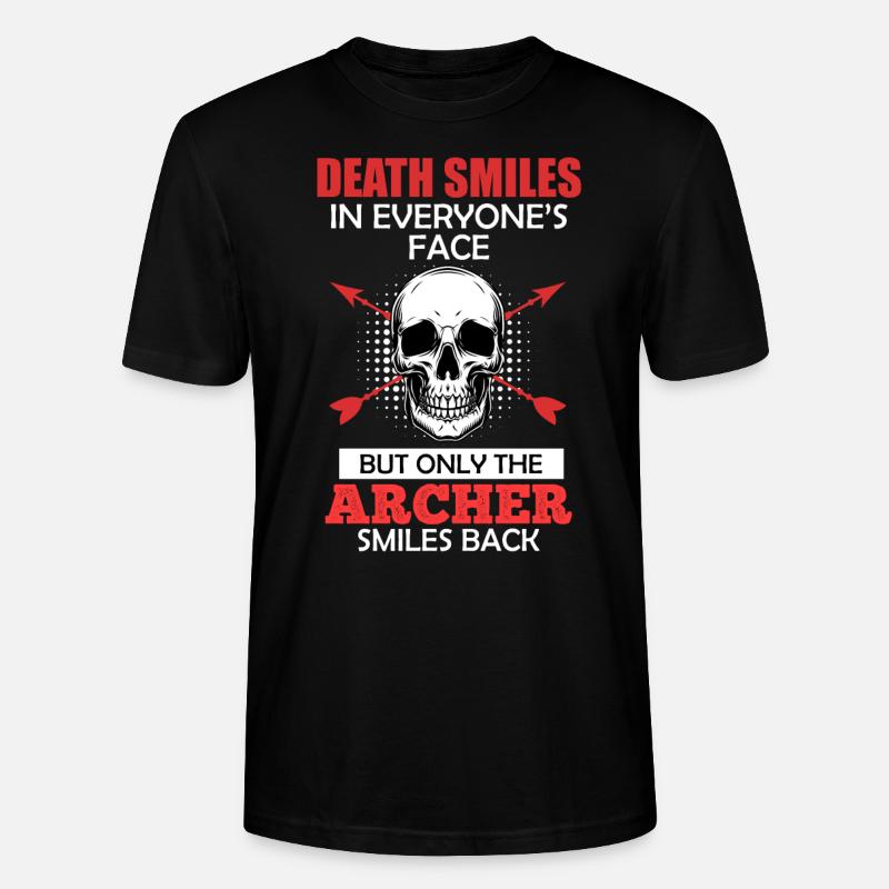 Bogenschütze lächelt Bogenschießen Spruch - Stanley/Stella Unisex Bio-T-Shirt CRAFTER - Schwarz
