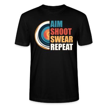 AimIng Shooting Swearing Target - Stanley/Stella CRAFTER Unisex Organic T-Shirt - black - Front - Alina (178cm) & Michal (187cm)