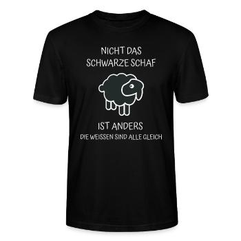 Schafe - Nicht das schwarze Schaf ist Anders - Stanley/Stella Unisex Bio-T-Shirt CRAFTER - Schwarz - Vorne - Alina (178cm) & Michal (187cm)