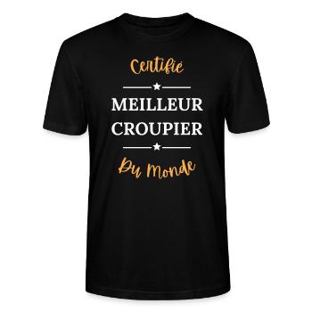 Certifié meilleur croupier du monde - T-shirt bio CRAFTER Stanley Stella Unisexe - noir - Devant - Alina (178cm) & Michal (187cm)