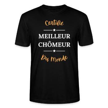 Certifié meilleur chômeur du monde - T-shirt bio CRAFTER Stanley Stella Unisexe - noir - Devant - Alina (178cm) & Michal (187cm)
