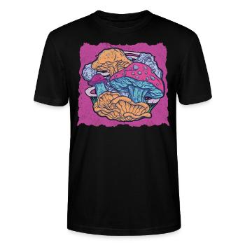 Mushroom Hunter Foraging Fungus Mycology Mushies - Stanley/Stella CRAFTER Unisex Organic T-Shirt - black - Front - Alina (178cm) & Michal (187cm)