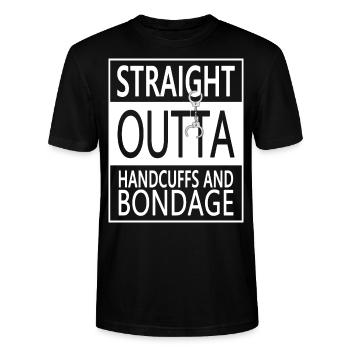 Straight outta handcuffs and bondage (white) - Stanley/Stella CRAFTER Unisex Organic T-Shirt - black - Front - Alina (178cm) & Michal (187cm)
