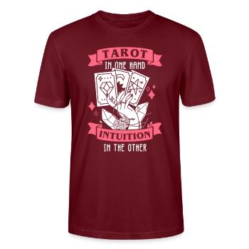Divination Intuition Tarot Cards Fortune Telling - Stanley/Stella CRAFTER Unisex Organic T-Shirt - burgundy - Front - Alina (178cm) & Michal (187cm)