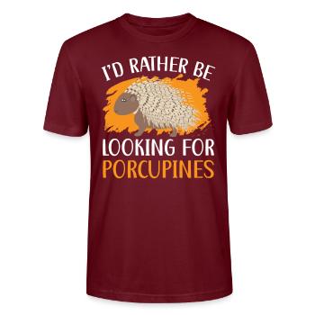Ich würde lieber nach Stachelschweinen Nagetierwirbelsäule suchen - Stanley/Stella Unisex Bio-T-Shirt CRAFTER - Burgunderrot - Vorne - Alina (178cm) & Michal (187cm)