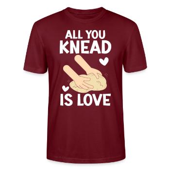 Alles, was Sie kneten, ist Liebe Brot backen Baker Bake - Stanley/Stella Unisex Bio-T-Shirt CRAFTER - Burgunderrot - Vorne - Alina (178cm) & Michal (187cm)