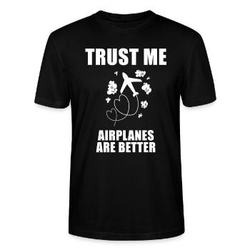 Flugzeug Pilot Spruch Geschenk - Stanley/Stella Unisex Bio-T-Shirt CRAFTER - Schwarz - Vorne - Alina (178cm) & Michal (187cm)