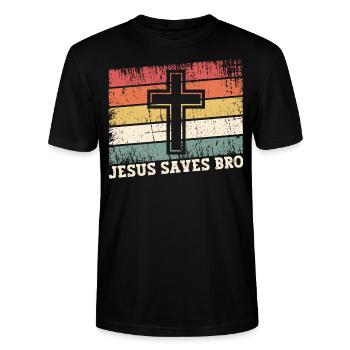 Jesus Christus - Christliches Shirt - Christliche - Stanley/Stella Unisex Bio-T-Shirt CRAFTER - Schwarz - Vorne - Alina (178cm) & Michal (187cm)