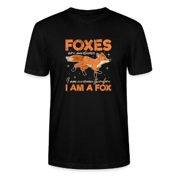 Fox - Stanley/Stella CRAFTER Unisex Organic T-Shirt - black - Front - Alina (178cm) & Michal (187cm)