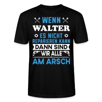 Name Walter reparieren Arbeit Büro lustig Fun - Stanley/Stella Unisex Bio-T-Shirt CRAFTER - Schwarz - Vorne - Alina (178cm) & Michal (187cm)