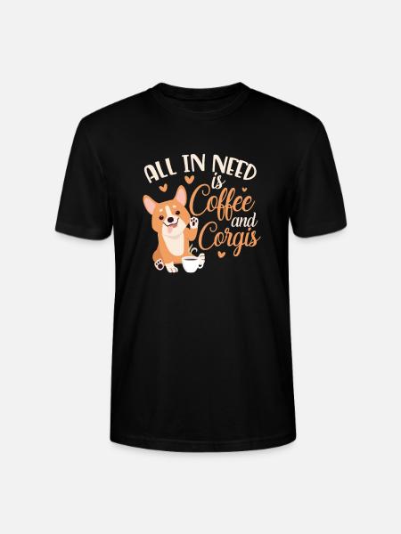 Corgi Kaffee - Stanley/Stella Unisex Bio-T-Shirt CRAFTER - Schwarz