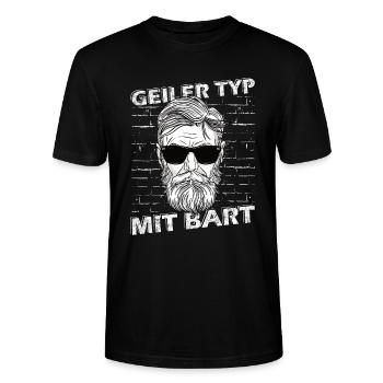 Geiler Typ mit Bart Hip Oberlippenbart Bärtig - Stanley/Stella Unisex Bio-T-Shirt CRAFTER - Schwarz - Vorne - Alina (178cm) & Michal (187cm)