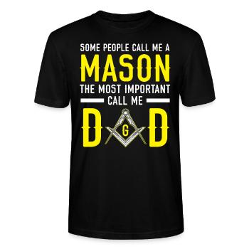 Freemason Dad Fraternal Freemasonry Square Compass - Stanley/Stella CRAFTER Unisex Organic T-Shirt - black - Front - Alina (178cm) & Michal (187cm)