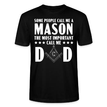Freemason Dad Fraternal Freemasonry Square Compass - Stanley/Stella CRAFTER Unisex Organic T-Shirt - black - Front - Alina (178cm) & Michal (187cm)