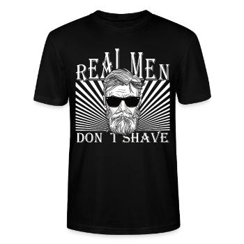 Real men don´t shave Bart Hip Oberlippenbart - Stanley/Stella Unisex Bio-T-Shirt CRAFTER - Schwarz - Vorne - Alina (178cm) & Michal (187cm)