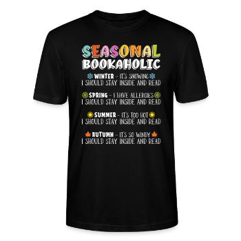 Saisonaler Bookaholic Für Buchliebhaber - Stanley/Stella Unisex Bio-T-Shirt CRAFTER - Schwarz - Vorne - Alina (178cm) & Michal (187cm)