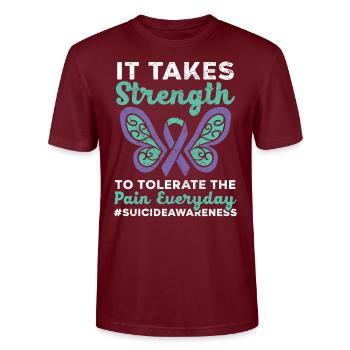 Il faut de la force pour tolérer la douleur tous les jours - T-shirt bio CRAFTER Stanley Stella Unisexe - bordeaux - Devant - Alina (178cm) & Michal (187cm)