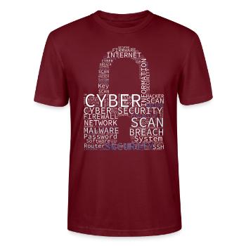 Cyber Security Wordcloud Padlock - Stanley/Stella CRAFTER Unisex Organic T-Shirt - burgundy - Front - Alina (178cm) & Michal (187cm)