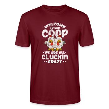 Chicken - Stanley/Stella CRAFTER Unisex Organic T-Shirt - burgundy - Front - Alina (178cm) & Michal (187cm)