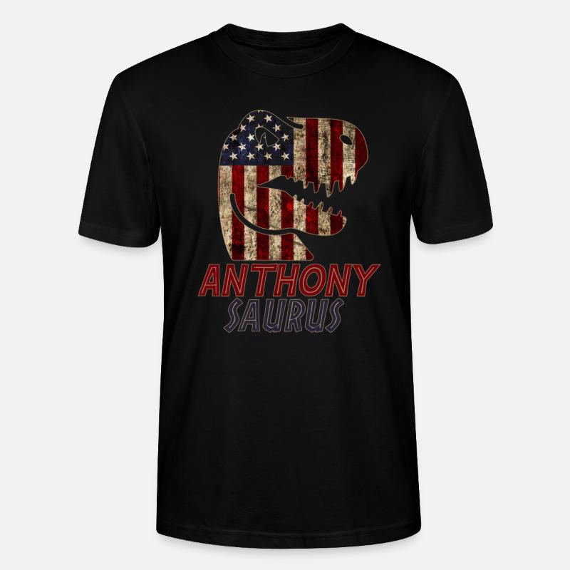 Patriotic Anthony Dinosaur Anthonysaurus - Stanley/Stella Unisex Bio-T-Shirt CRAFTER - Schwarz