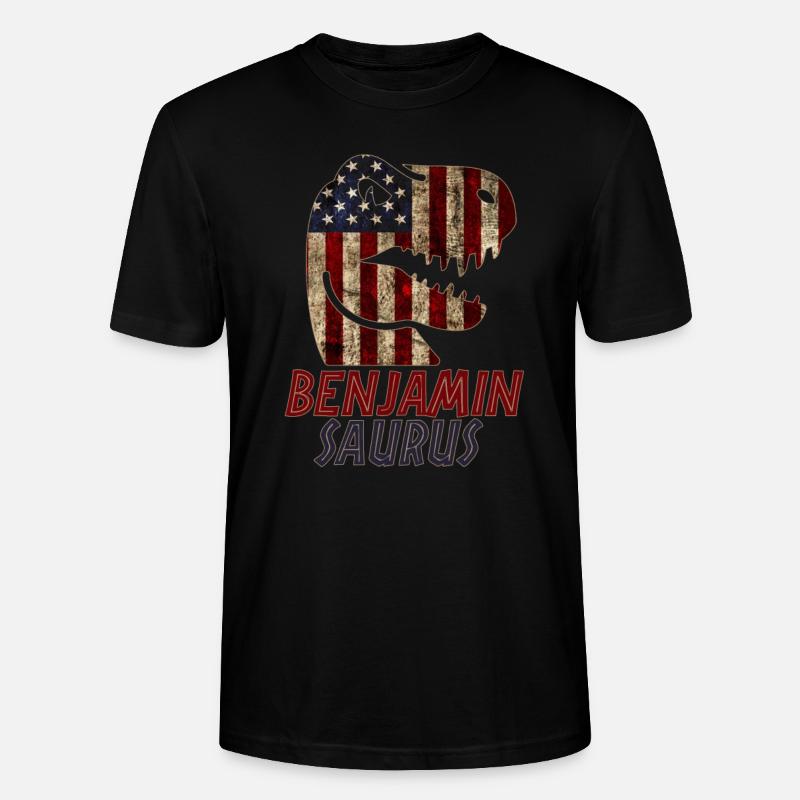 Patriotic Benjamin Dinosaur Benjaminsaurus - Stanley/Stella Unisex Bio-T-Shirt CRAFTER - Schwarz