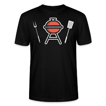 Grill Icon Grillen Sommerzeit - Stanley/Stella Unisex Bio-T-Shirt CRAFTER - Schwarz - Vorne - Alina (178cm) & Michal (187cm)