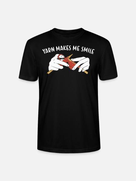 Yarn Makes Me Smile Knitting - Stanley/Stella CRAFTER Unisex Organic T-Shirt - black