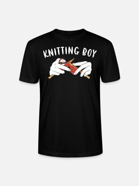 Knitting Boy Knitting - Stanley/Stella CRAFTER Unisex Organic T-Shirt - black