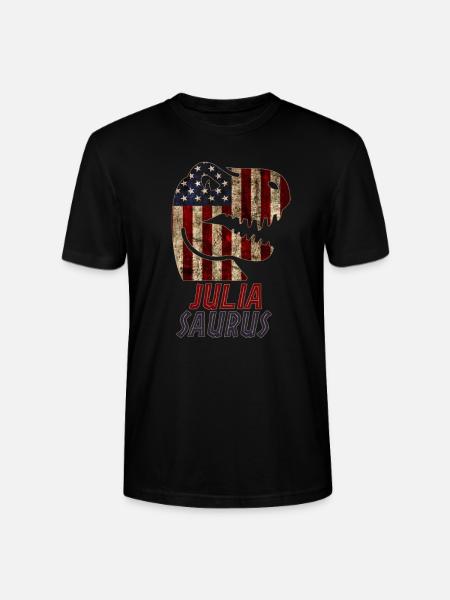 Patriotic Julia Dinosaur Juliasaurus - Stanley/Stella CRAFTER Unisex Organic T-Shirt - black
