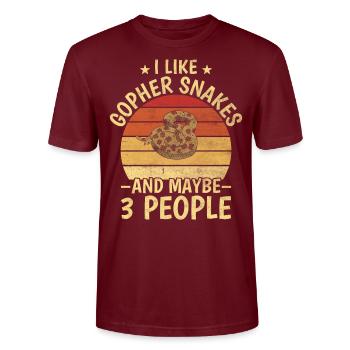 Gopher Snakes And Maybe 3 People Boa Reptile - Stanley/Stella CRAFTER Unisex Organic T-Shirt - burgundy - Front - Alina (178cm) & Michal (187cm)