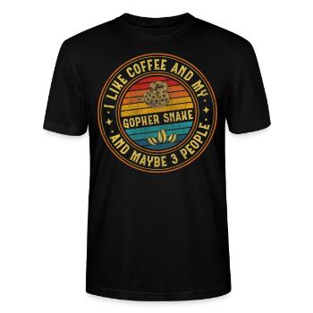 Coffee And My Gopher Snake And Maybe 3 People Boa - Stanley/Stella CRAFTER Unisex Organic T-Shirt - black - Front - Alina (178cm) & Michal (187cm)